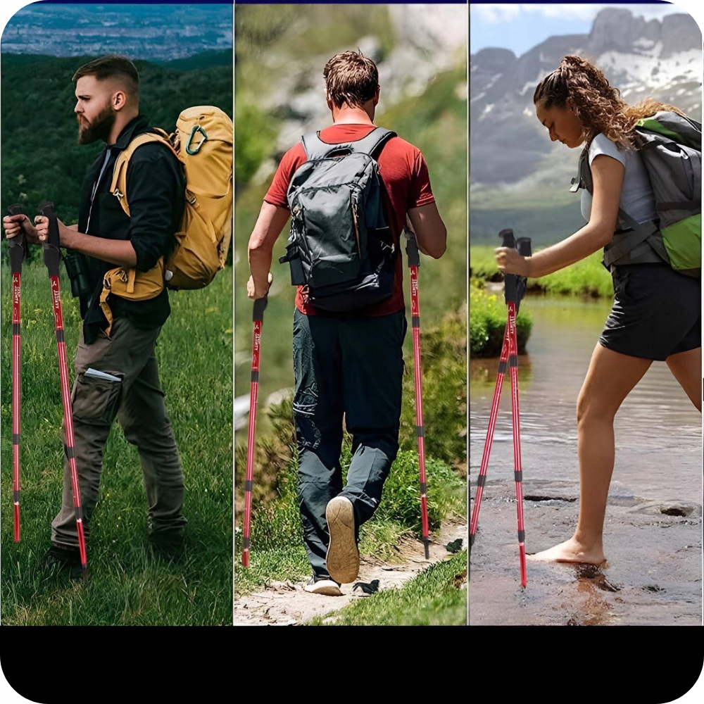 KIJKI TREKKINGOWE GÓRSKIE SKŁADANE KIJE DO NORDIC WALKING 2szt + KROKOMIERZ Liczba segmentów 3