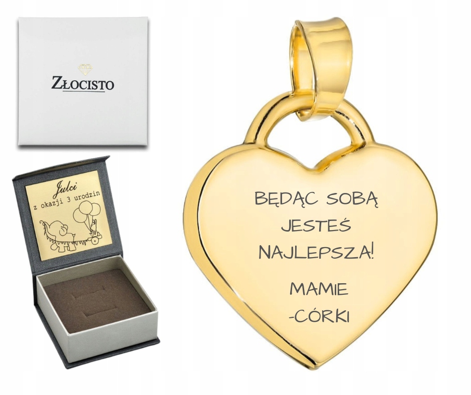 Zlatý Přívěsek Hladké Srdce Srdíčko 585 Gravírování Dárek