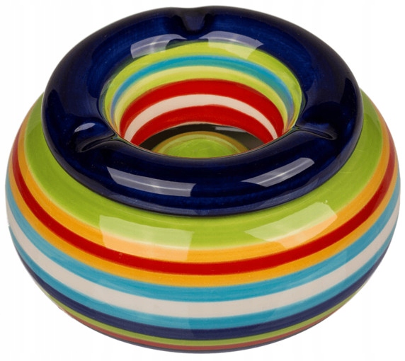 

Popielniczka Ceramiczna w Paski dwuczęściowa g.