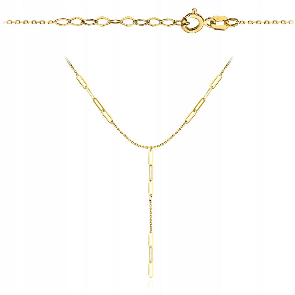 Zlatý náhrdelník 585 kravata spínací špendlík dlouhý dámský přívěsek dárek