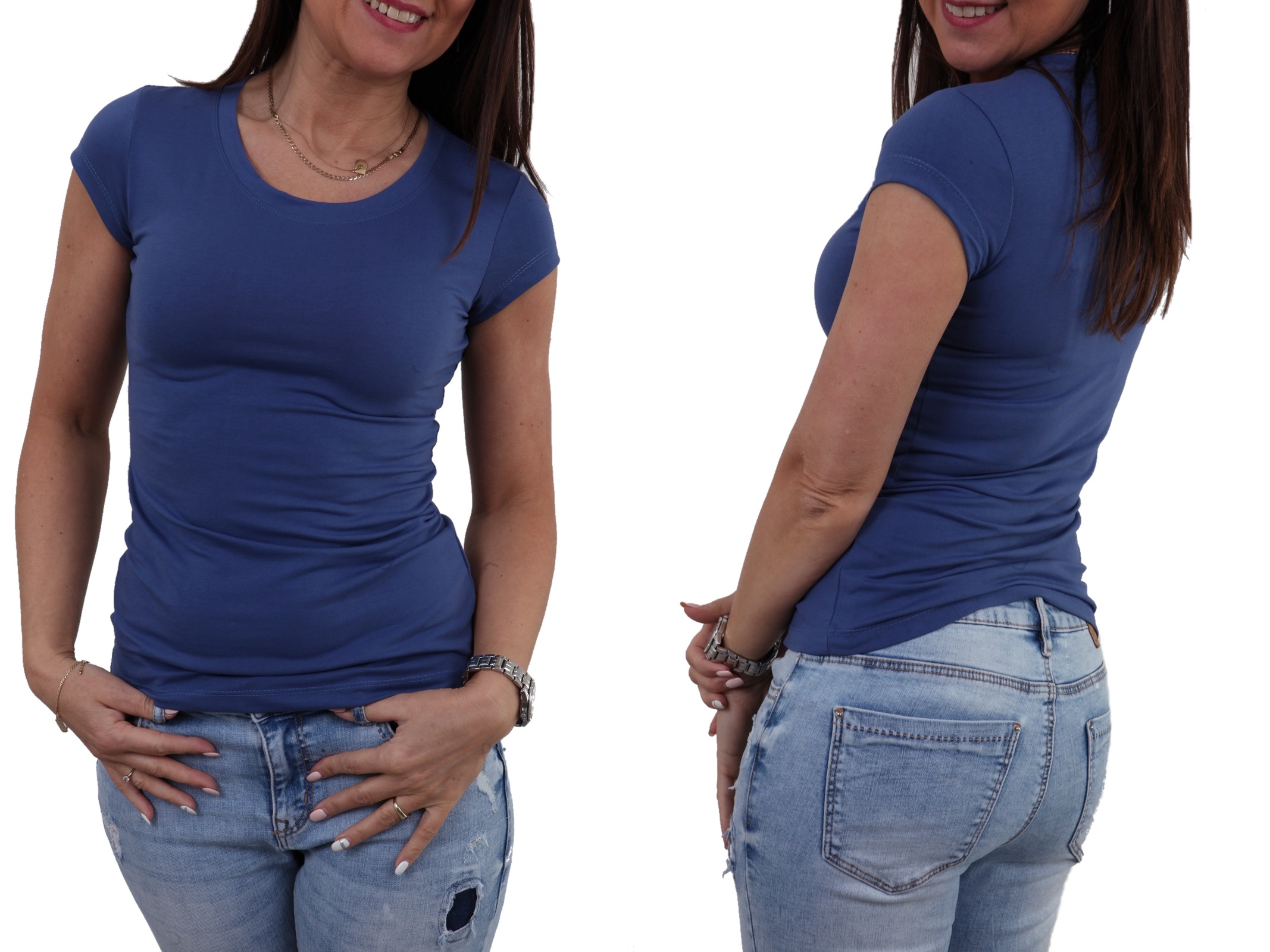 

Klasyczna Gładka Bluzka T-shirt Bluzeczka Kolory M