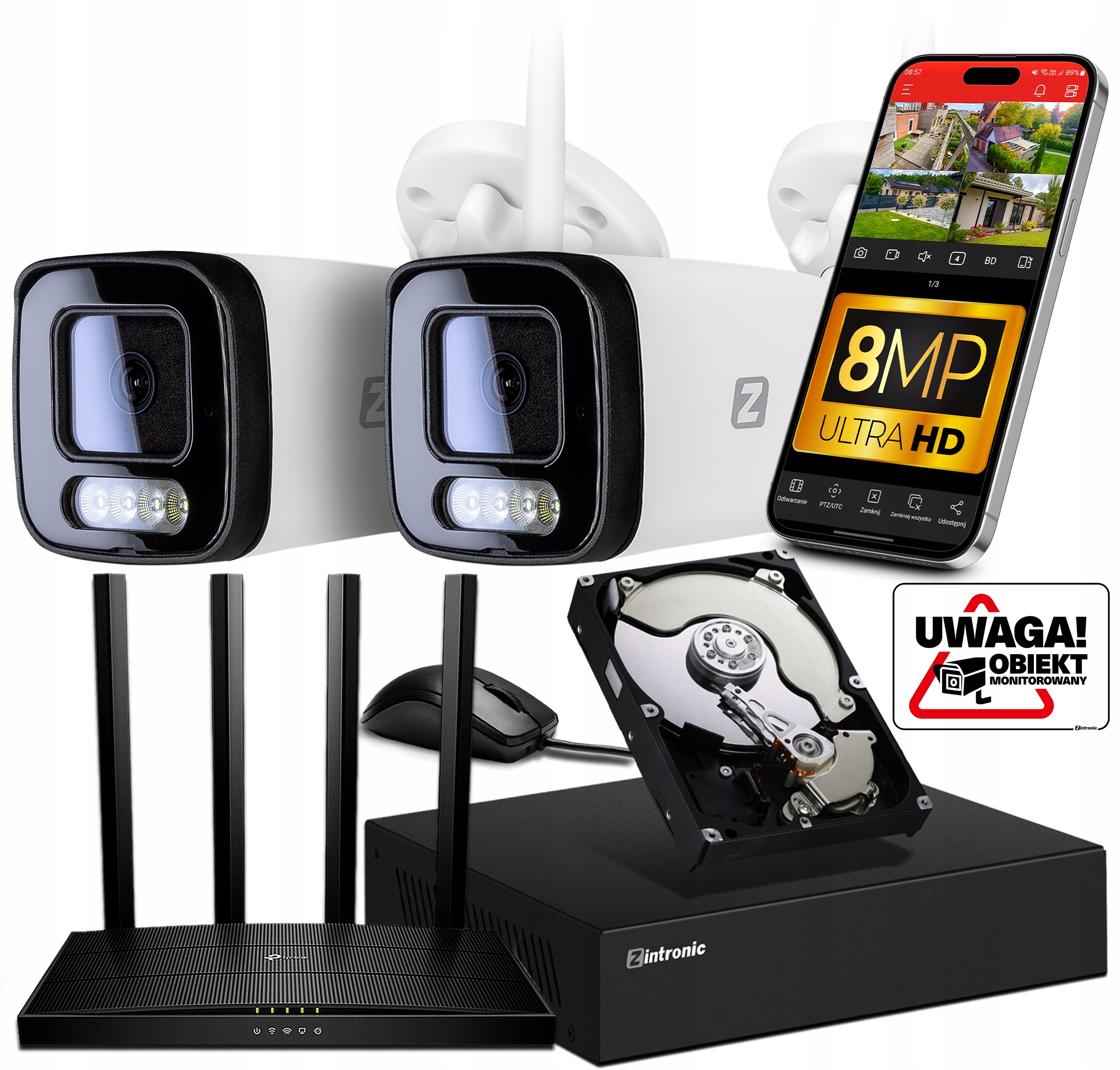 Set pro Monitorování 2x Venkovní Ip WiFi kamera 8MPx Detekce lidí 1TB