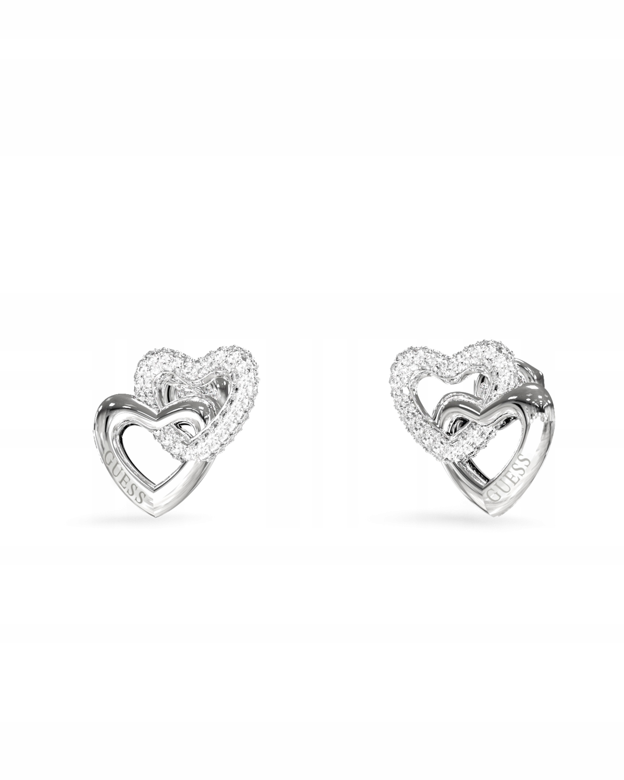 Dámské Náušnice Guess Beloved Two Hearts z nerezové Ocel s Zirkon