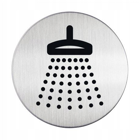 TABLICZKA INFORMACYJNA PIKTOGRAM STALOWY SAMOPRZYLEPNY na drzwi Prysznic x2 Marka Durable