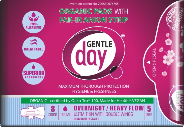 

Gentle Day Podpaski ekologiczne na noc, 8 sztuk