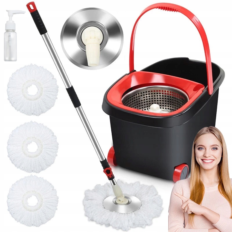 Levně Rotační Mop Na Podlahy S 3 Hlavicemi Pro Dlaždice A Laminátové Podlahy