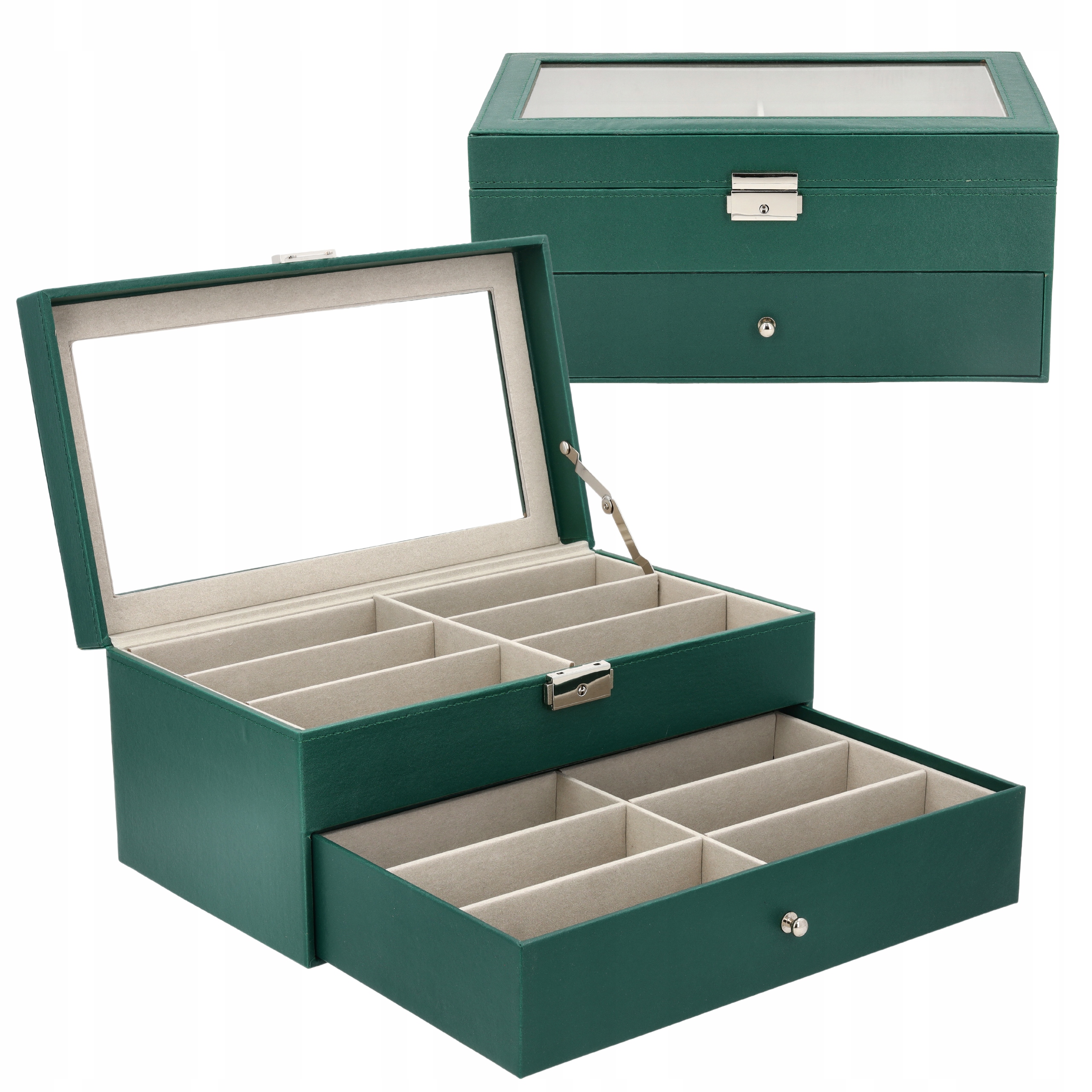 PUDEŁKO ETUI NA OKULARY EKSPOZYTOR ORGANIZER 12SZT EKOSKÓRA SZKATUŁKA G9