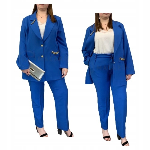 

Garnitur Damski Plus Size Żakiet Spodnie Blue 46