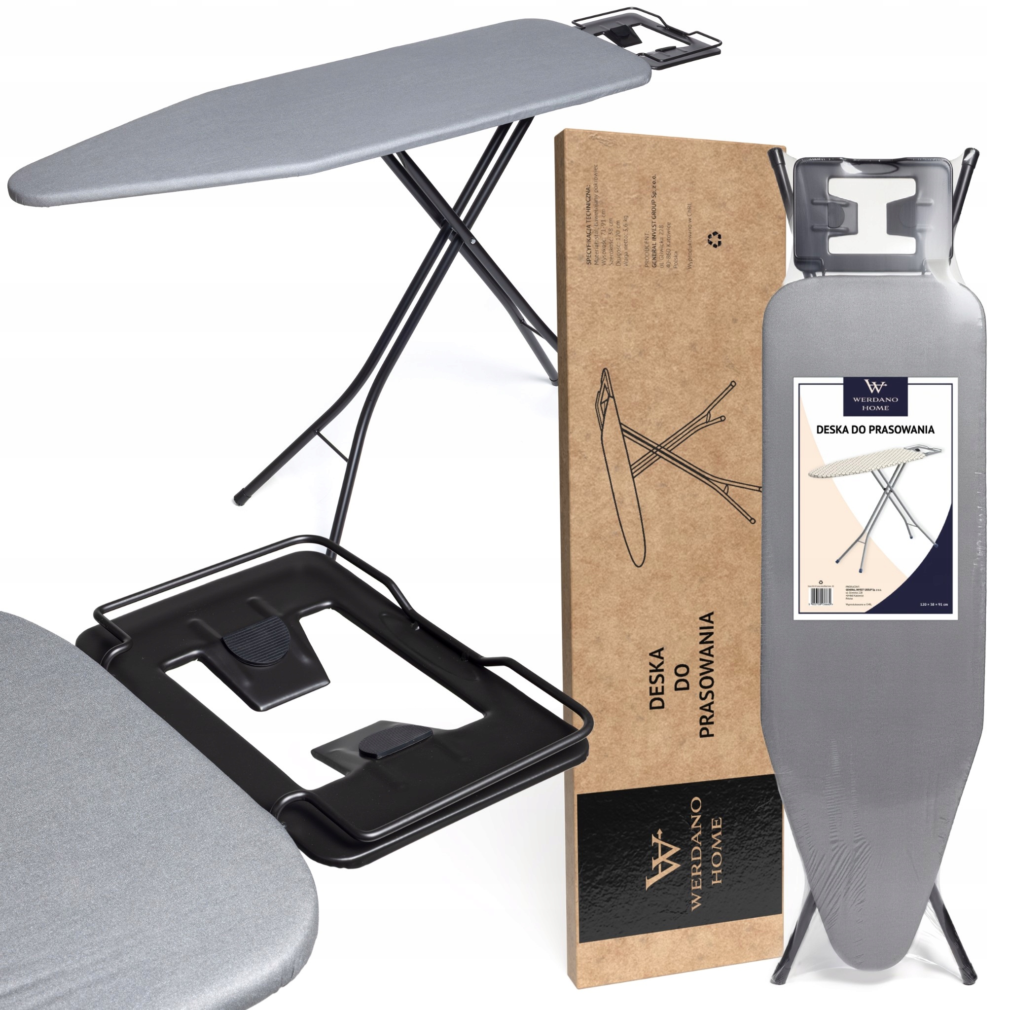 žehlicí prkno s podstavcem na žehličku Bavlněný potah 120 x 38 cm