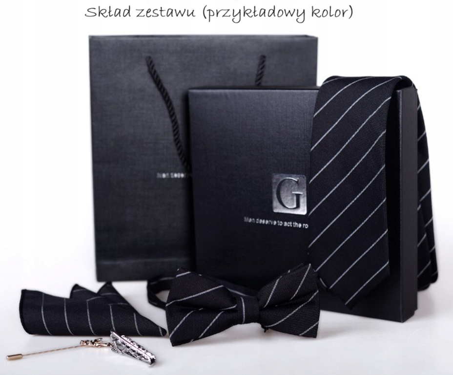 TYLKO ON – ELEGANCKI ZESTAW MĘSKI: KRAWAT, MUCHA, SPINKI, POSZETKA Model YGXXX