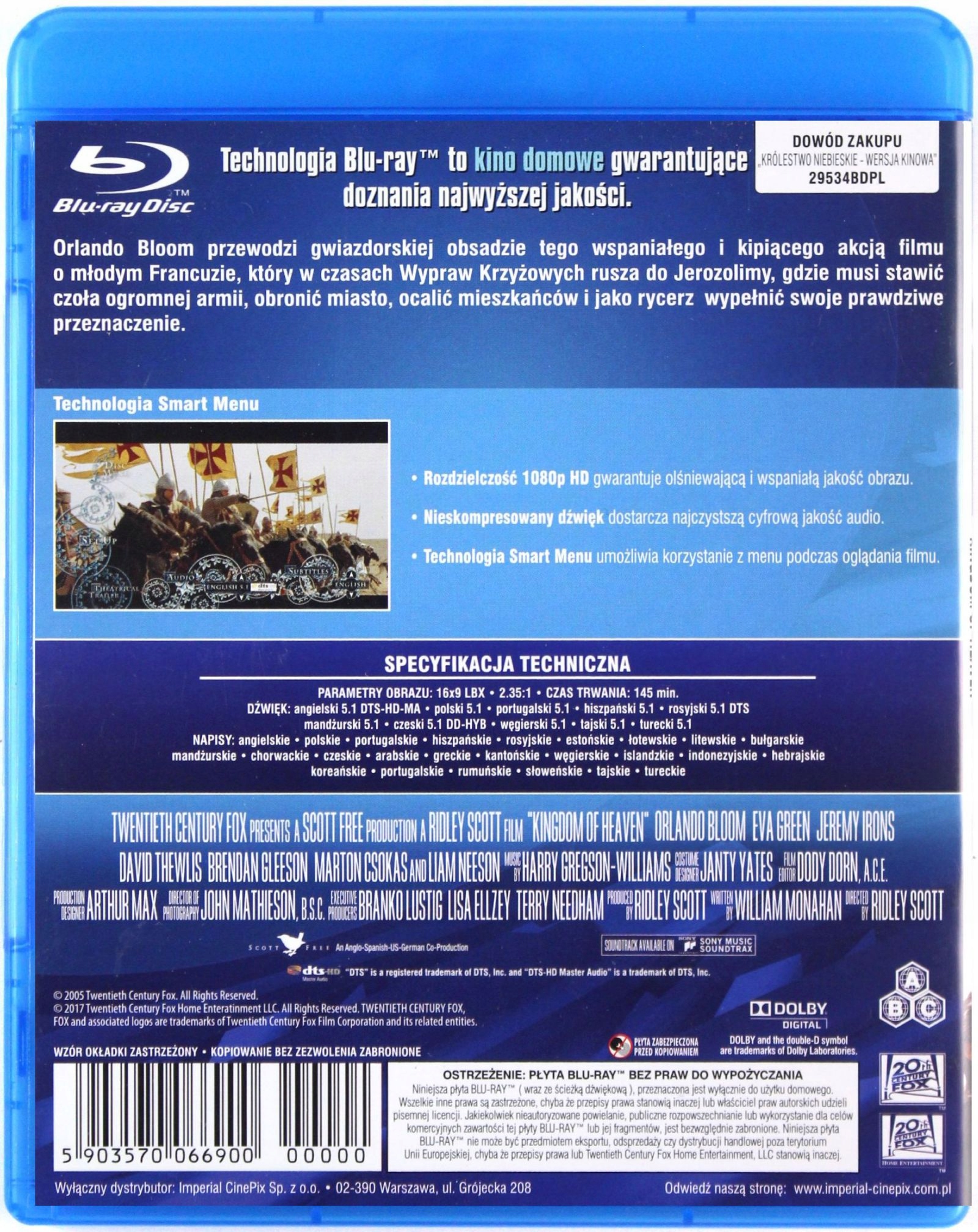 Królestwo Niebieskie płyta Blu-ray • Cena, Opinie - Allegro