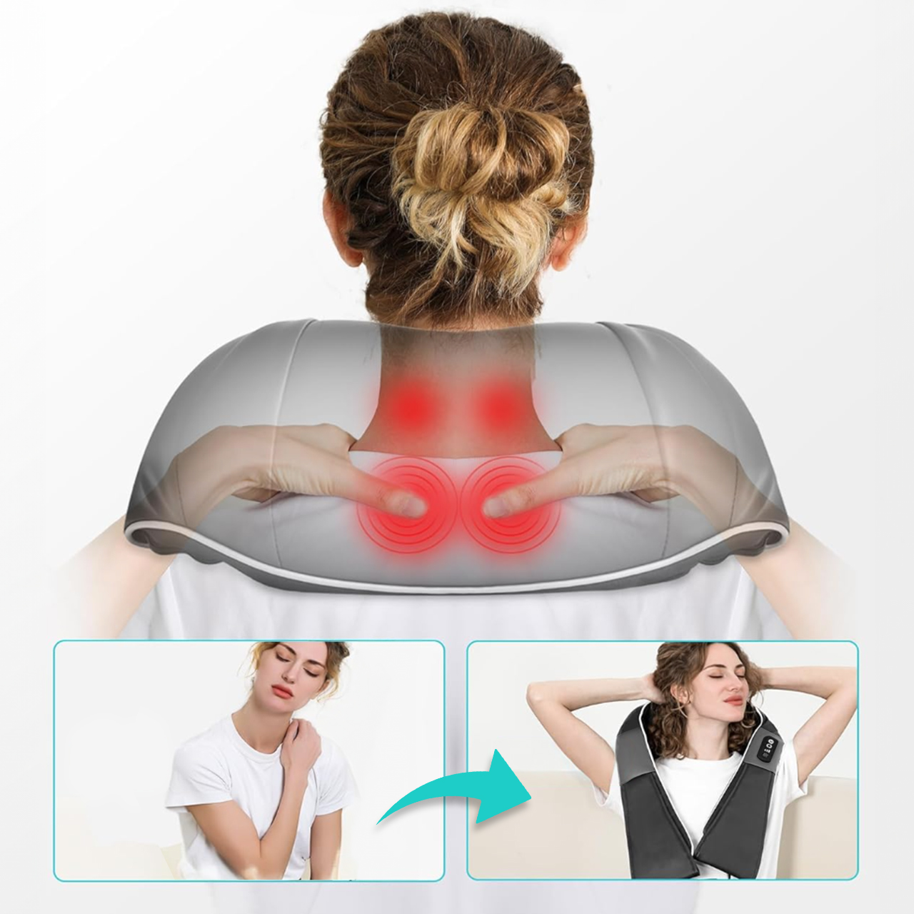 MASAŻER DO SZYI KARKU CIAŁA STÓP PLECÓW SHIATSU PAS MASUJĄCY GRZEJĄCY Model PRO-Comfy30W-02