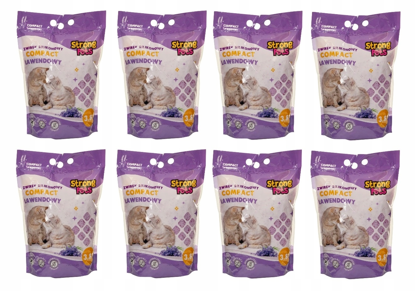 Strong Pets Silikonové Stelivo levandule do kočičí toalety pro kočky 3,8L 8 ks; 30,4L