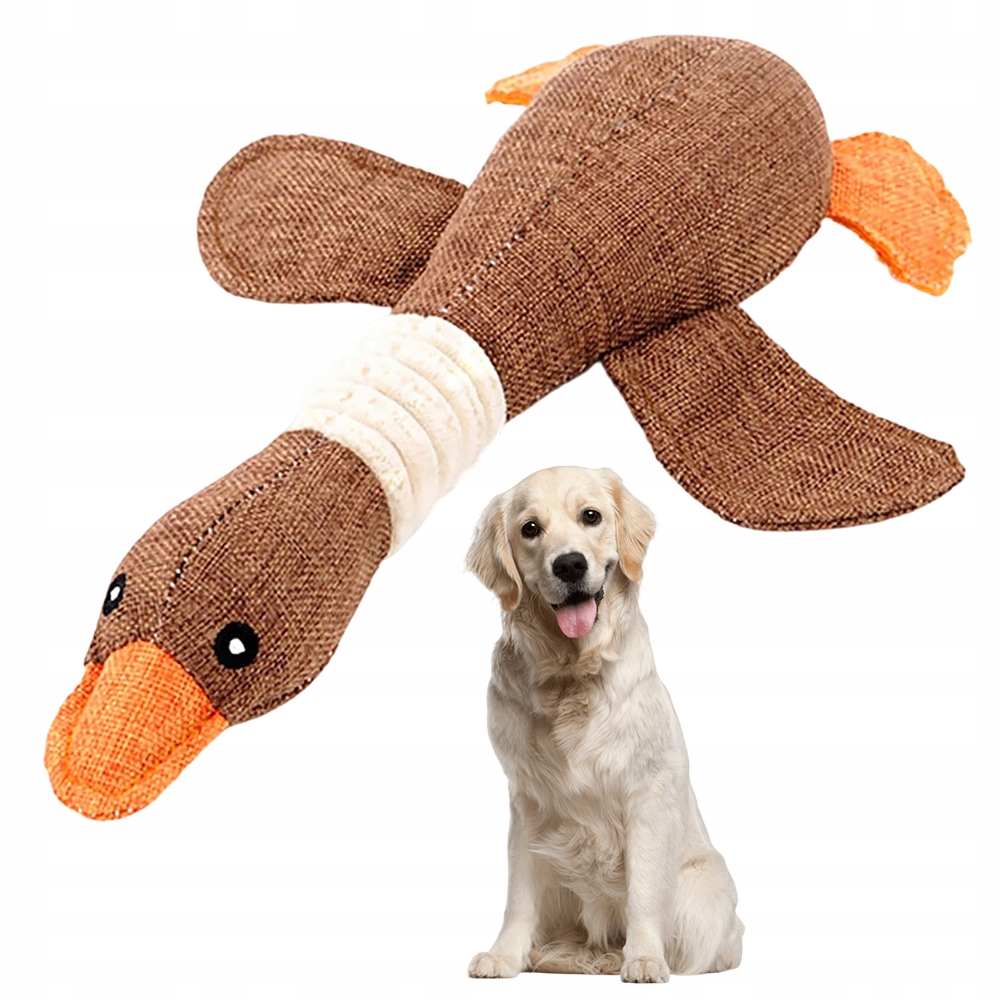 Levně Hračka Pro Psy Pro Kočku Plyšová Měkká Silná Velká Husa Hnědá 32 CM