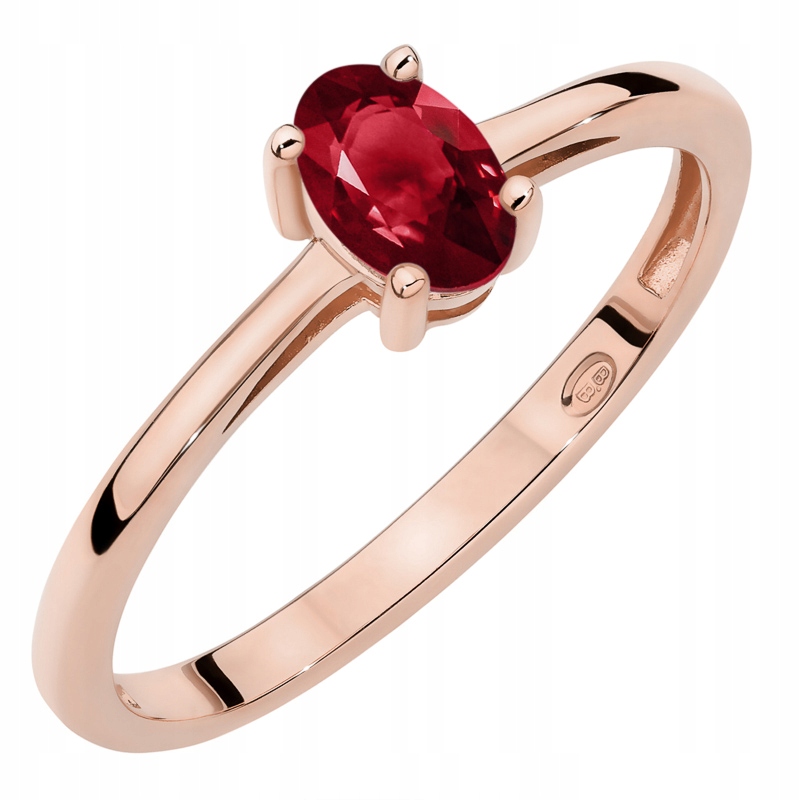 Zlatý Prstýnek Zásnubní pr. 585 s oválným granátem 0.50 ct 14k