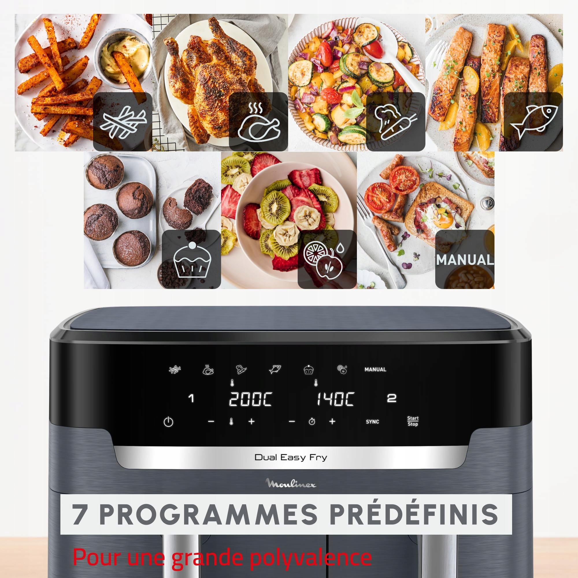 MOULINEX Dualna Frytkownica Beztłuszczowa XXL 3kg 7 Programów — miniatura 5