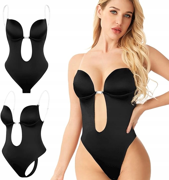 LPLKON Gorset body głęboki dekolt, bielizna pod sukienkę, czarna, rozmiar L Marka Inna marka