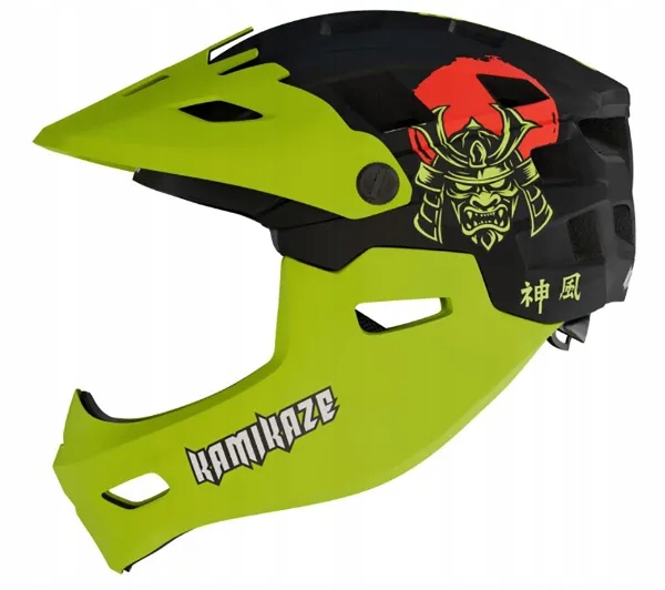 Kask rowerowy szczękowy Kamikaze Ronin Helmet Green M Czarno-Zielony