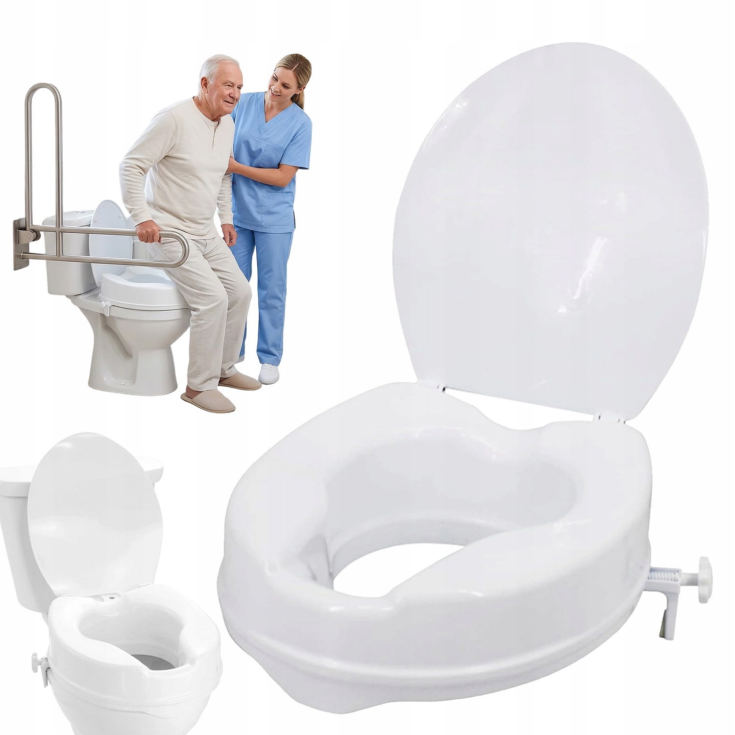Nasadka Nakładka podwyższająca na sedes Toaletowa Wc z klapą 10cm 136kg
