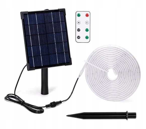 Zestaw Taśma Solarna Led barwa Zimna 5mb 50W IP65 hermetyczna z pilotem