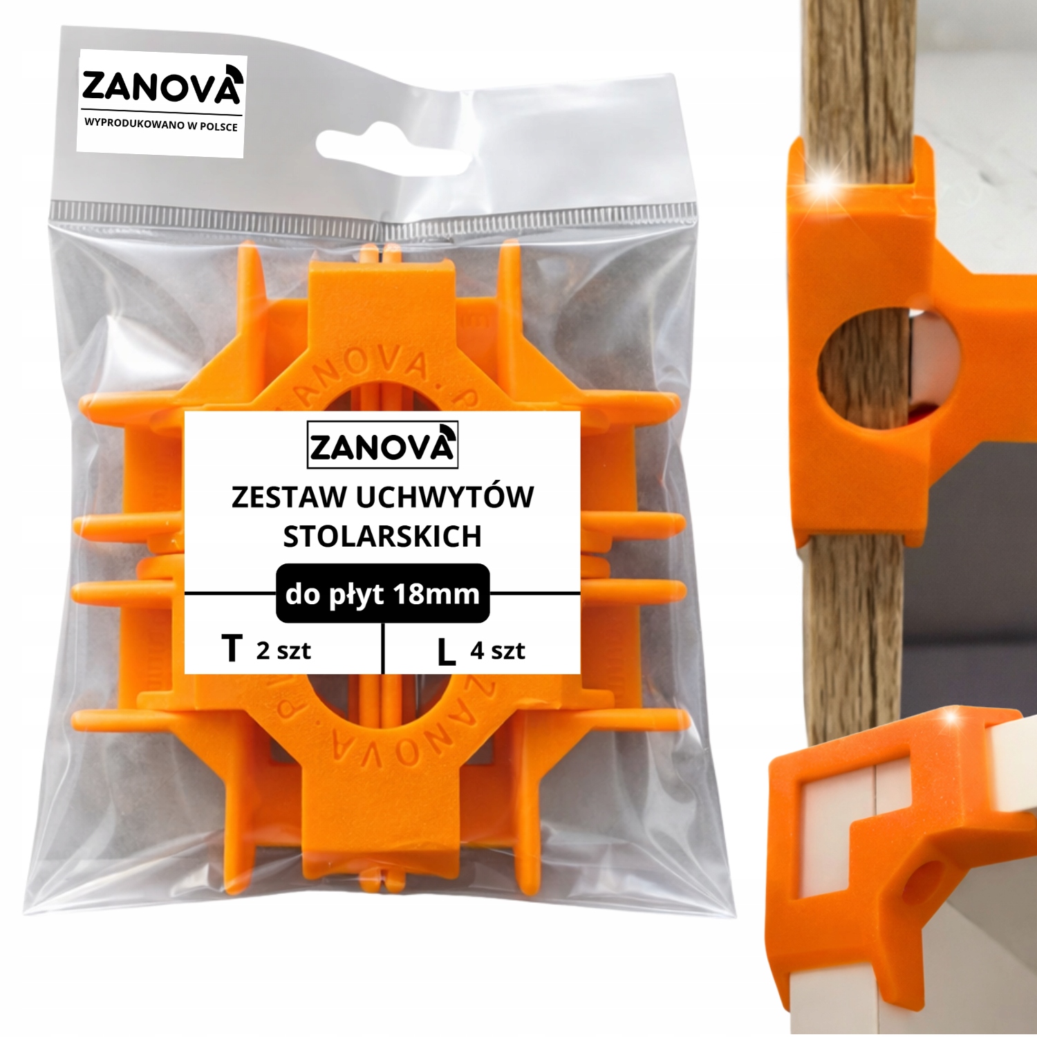 Zestaw grubych uchwytów stolarskich Trzecia Ręka 18 mm szablon do korpusów