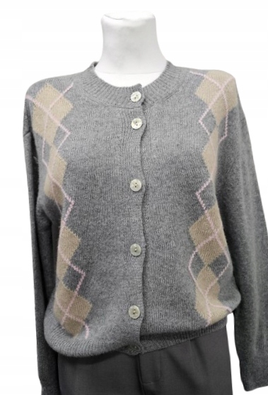Elegantní Kardigan S Károvaným Vzorem A Kašmírem Cashmere Blend Italie 179zł 129zł