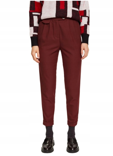 Esprit dámské kalhoty chinos 7/8 vínové 44 plus size