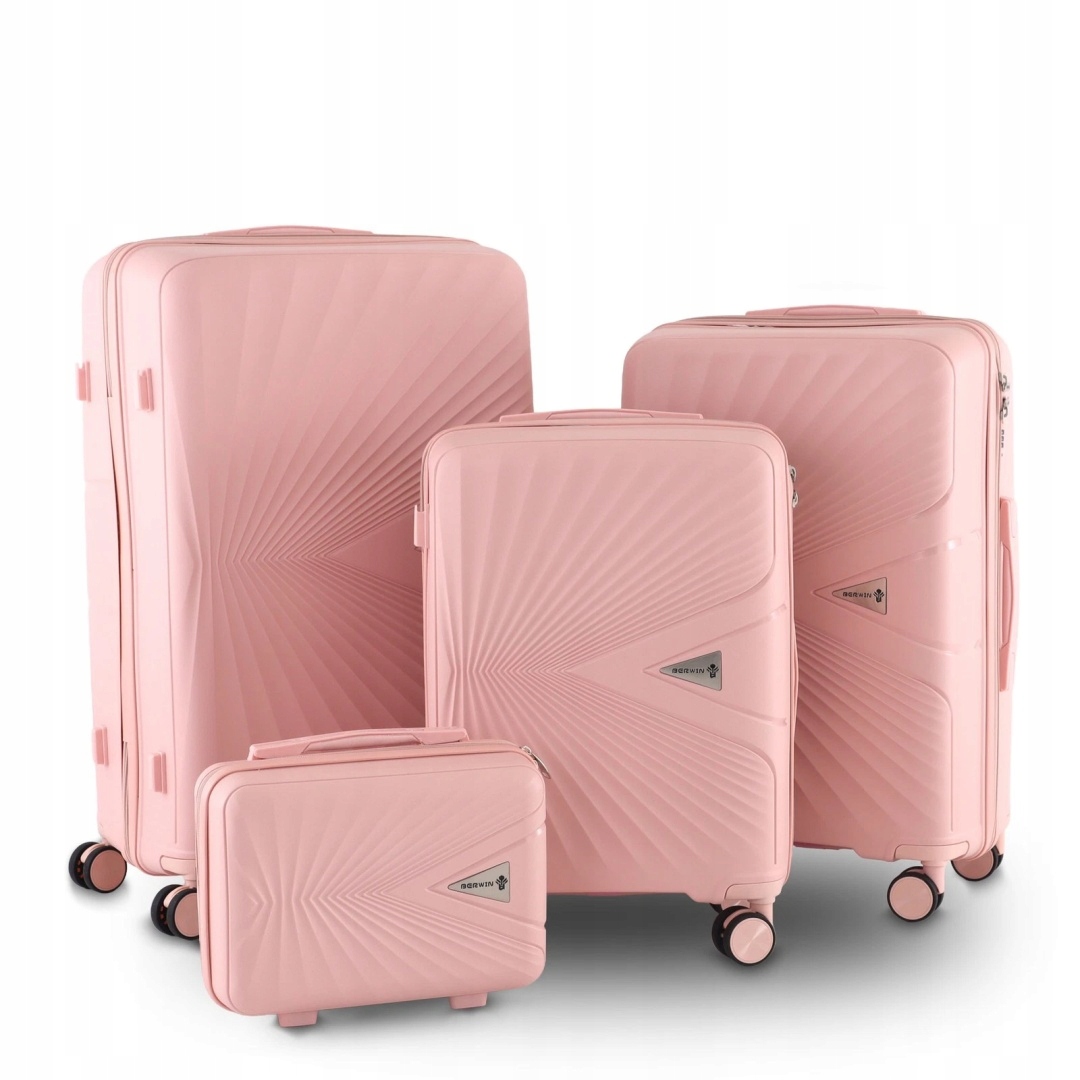 Sada kufrů 4v1 Růžový Matný Berwin Abs – XL L M Kufřík