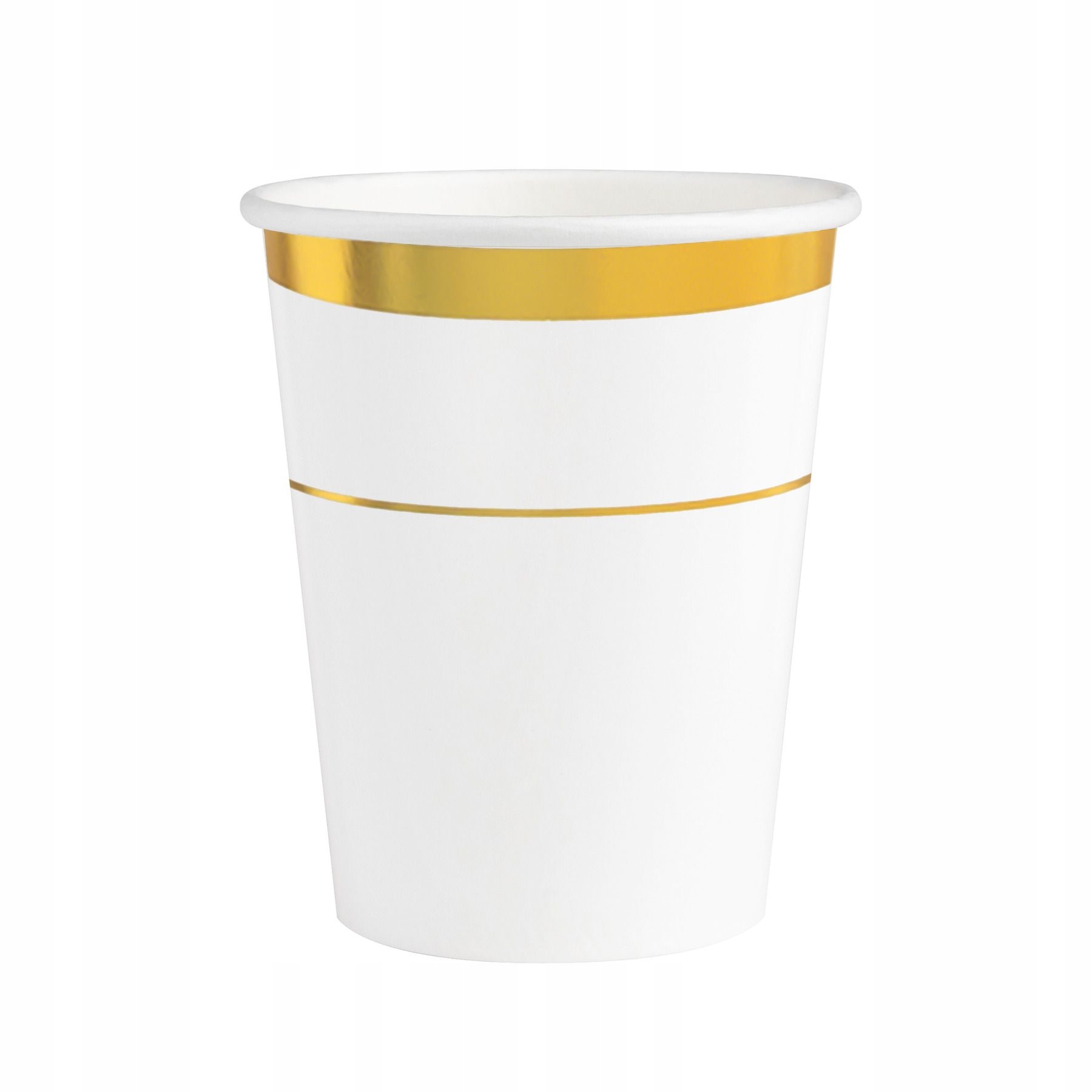 KUBECZKI PAPIEROWE dekoracyjne BIAŁE ZŁOTA RAMKA 270 ml 6 szt. IMPREZA