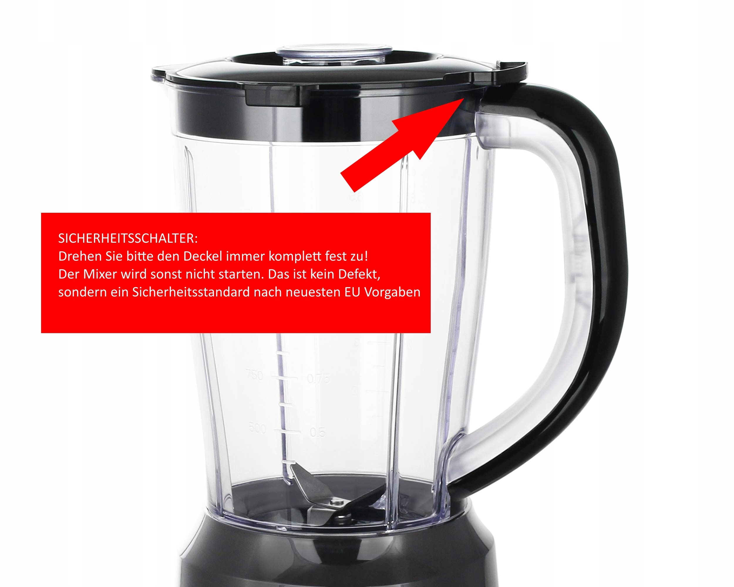 EMERIO Blender 500W Bez BPA Kruszenie Lodu 1.5l 2 Prędkości Czarny — miniatura 6