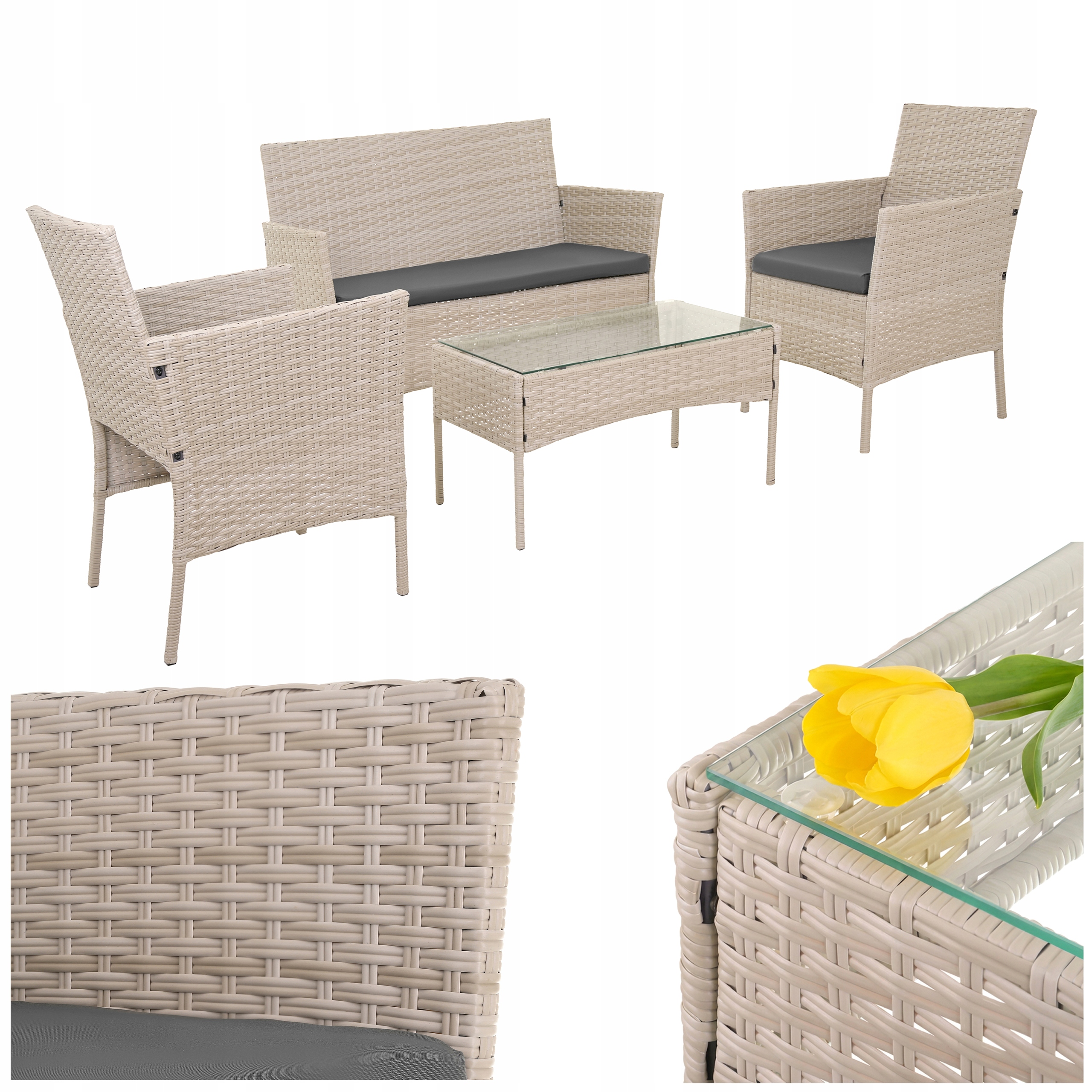 Záhradný nábytok Sada záhradného nábytku na terasu Technorattan Stolík Pohovka