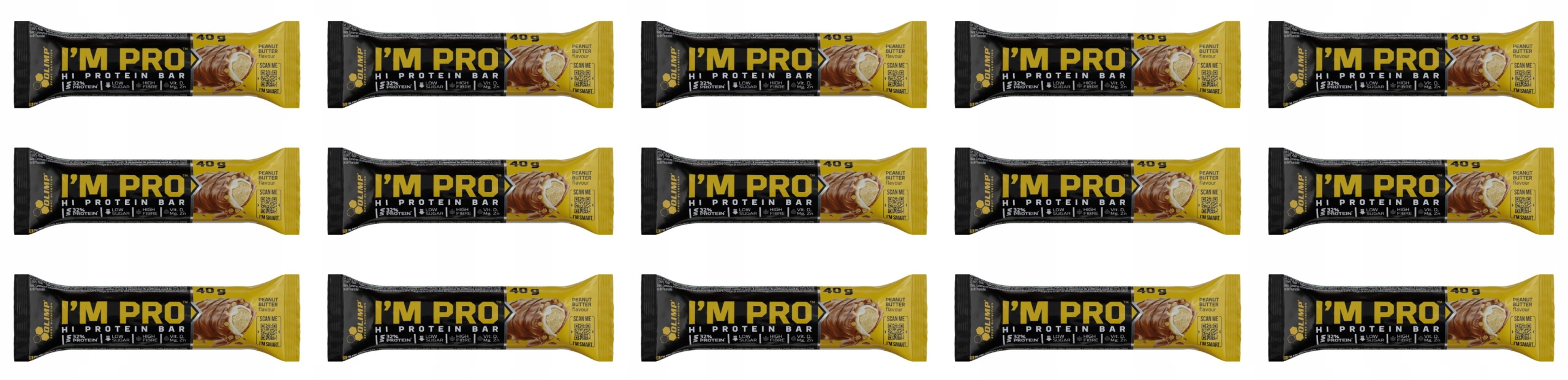 Levně 15x 40g Olimp Sport Nutrition Im Pro Protein Bar arašídový krém Karton (Celé Balení)
