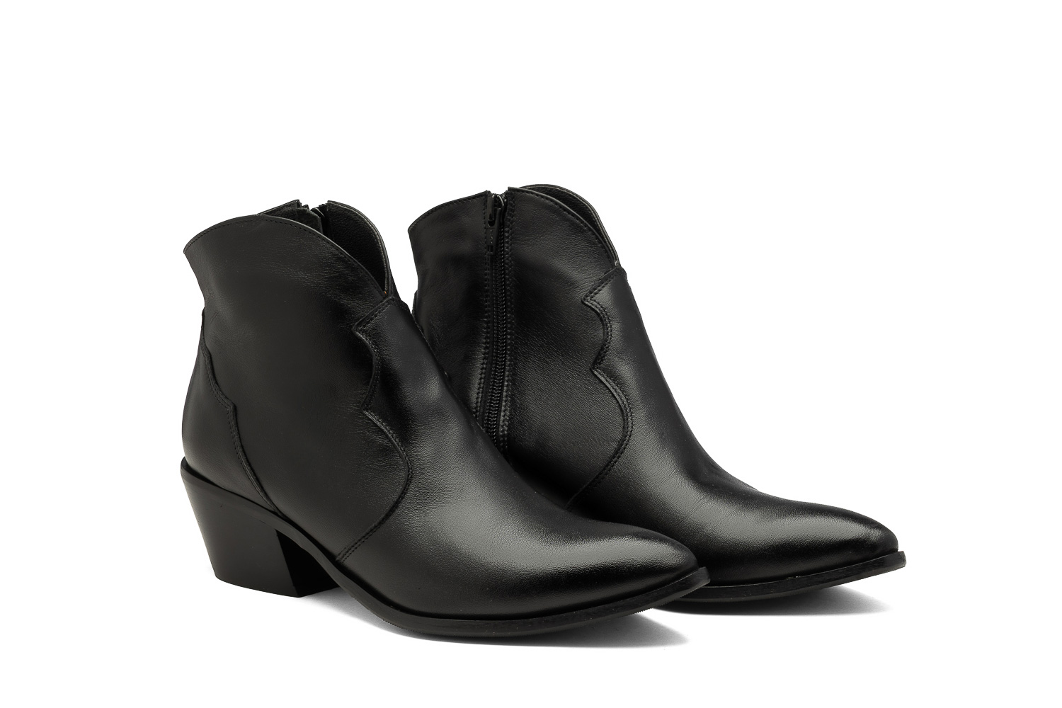 Kožené kovbojské boty se zipem, černé, velikost 36