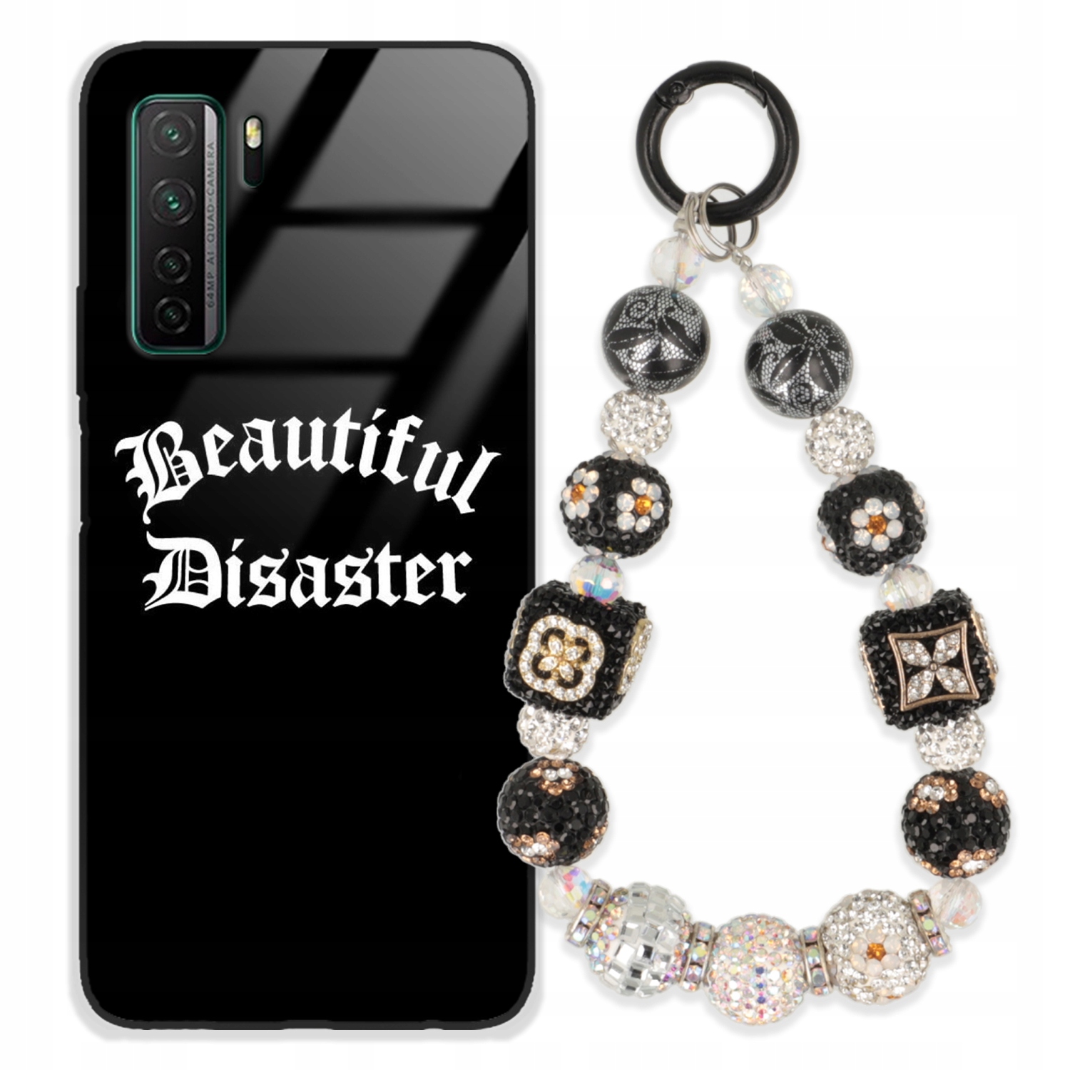 Puzdro Pre Huawei Nova 7SE Glass Kľúčenka Elegantné Prémiové Vzory Puzdra