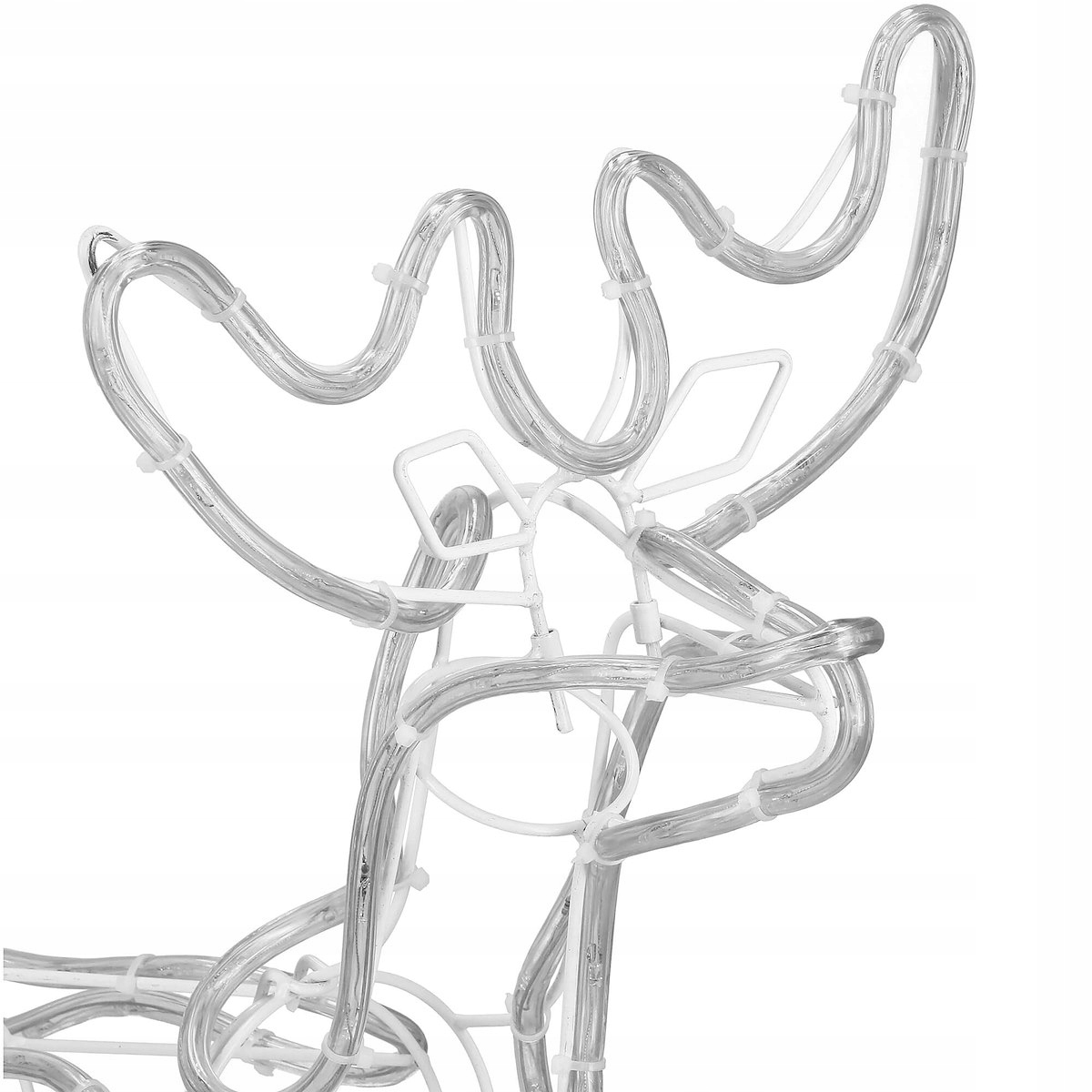 DUŻY ŚWIECĄCY RENIFER LED Z SANIAMI XXL 210cm 288 LED ZIMNY BIAŁY + FLASH Zasilanie sieciowe