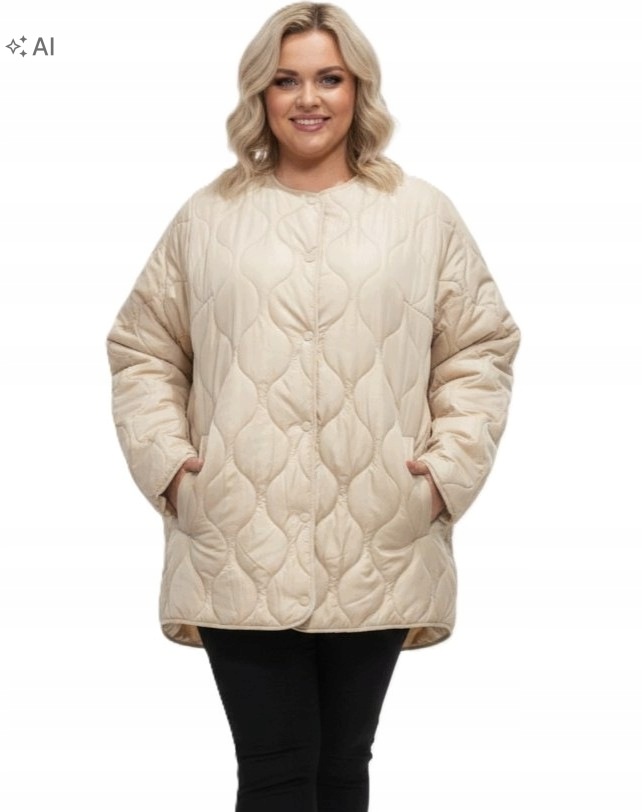 dámská prošívaná přechodová zateplená bunda béžová druky oversize 62