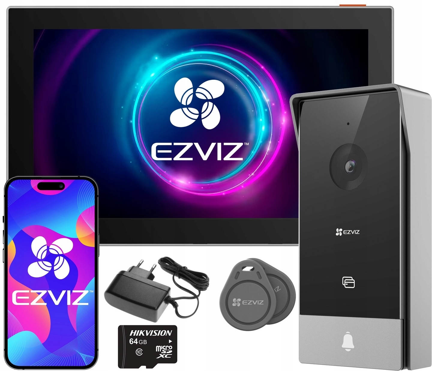 Videovrátnik Domofon Video WiFi HP5 Ezviz Aplikácia Brána Karta 64 Gb