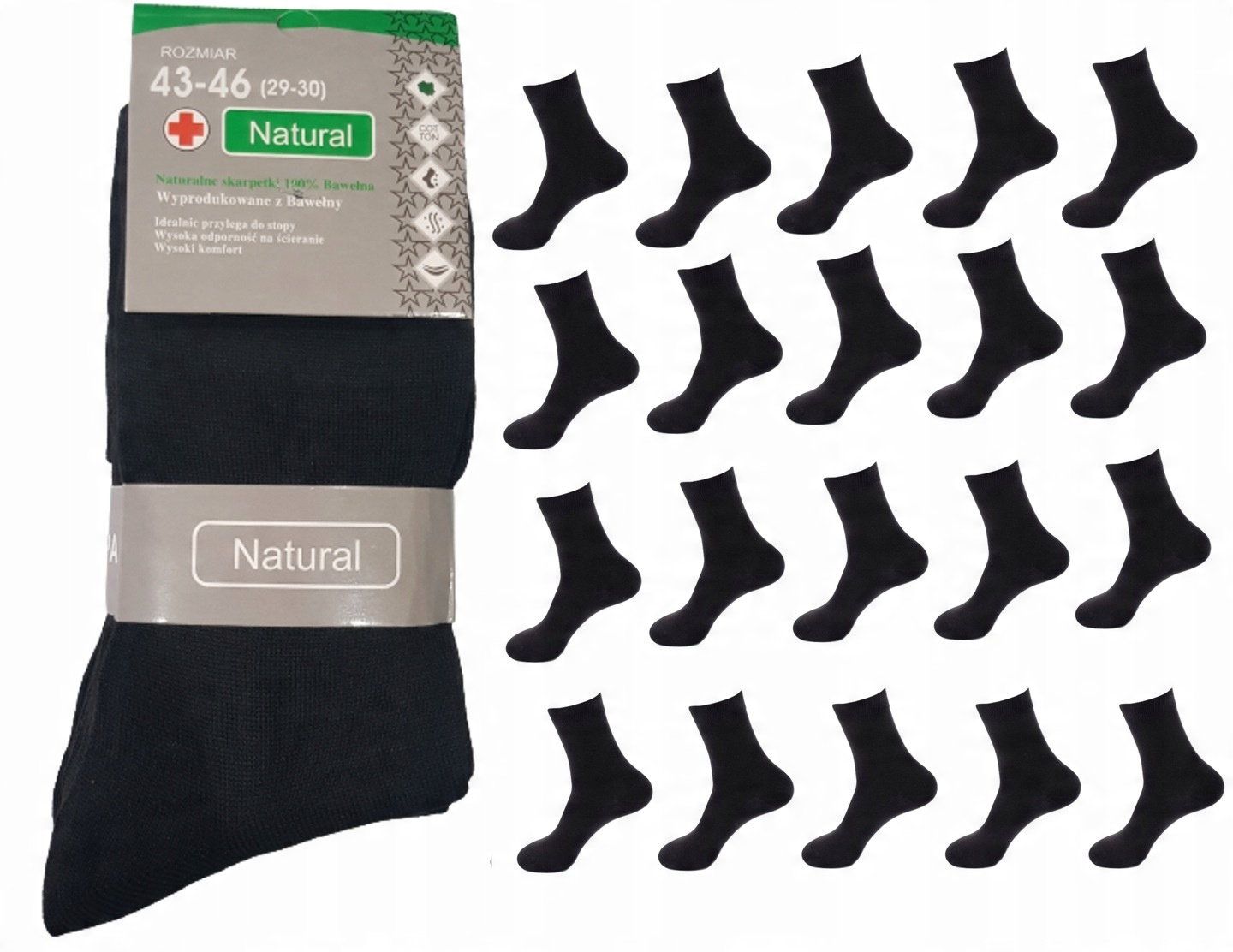 

20 x Męskie Skarpety Natural Bawełna 43-46