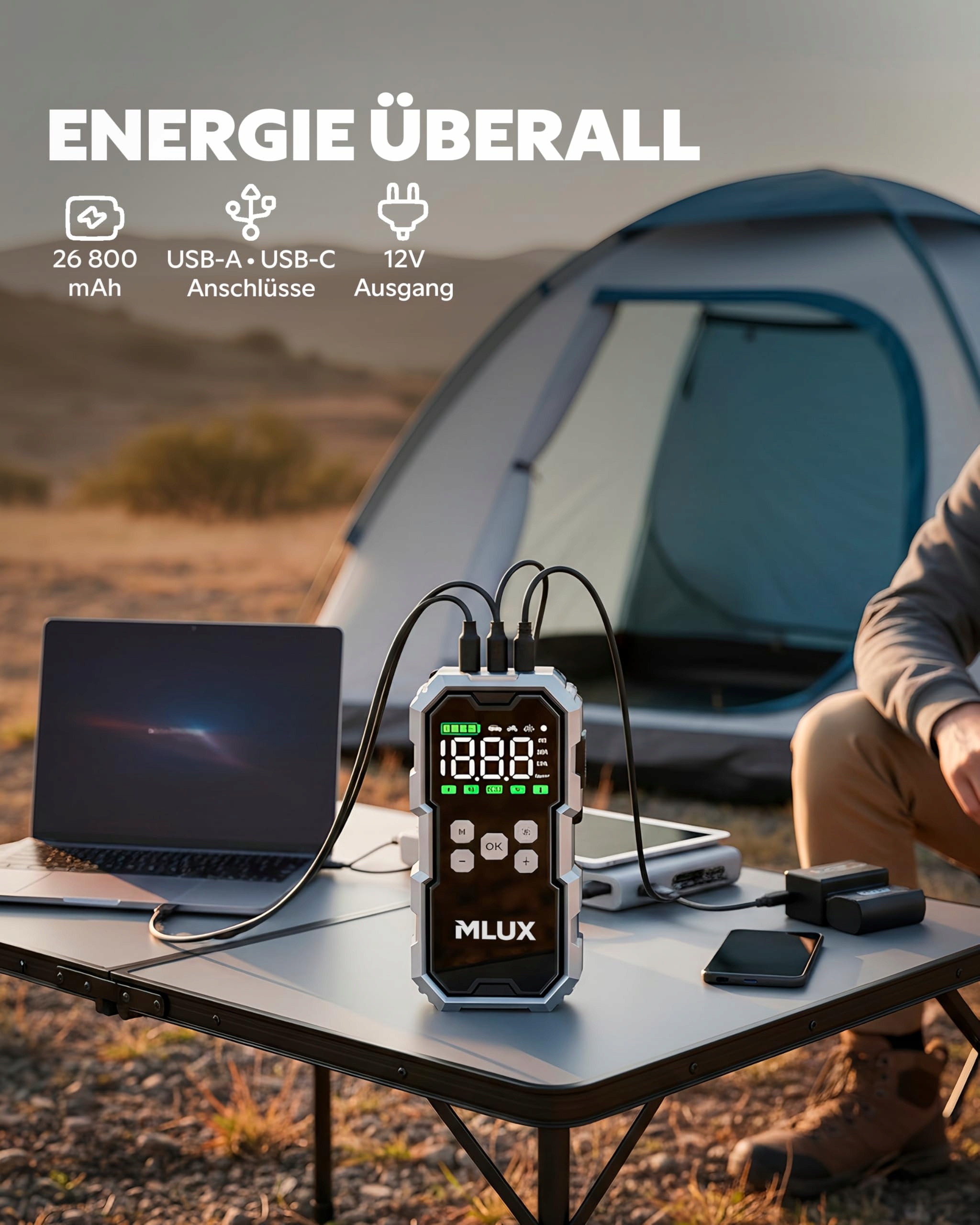 STARTHILFE Powerbank 6000A 26800mAh Z Kompresorem Do Auta — miniatura 4