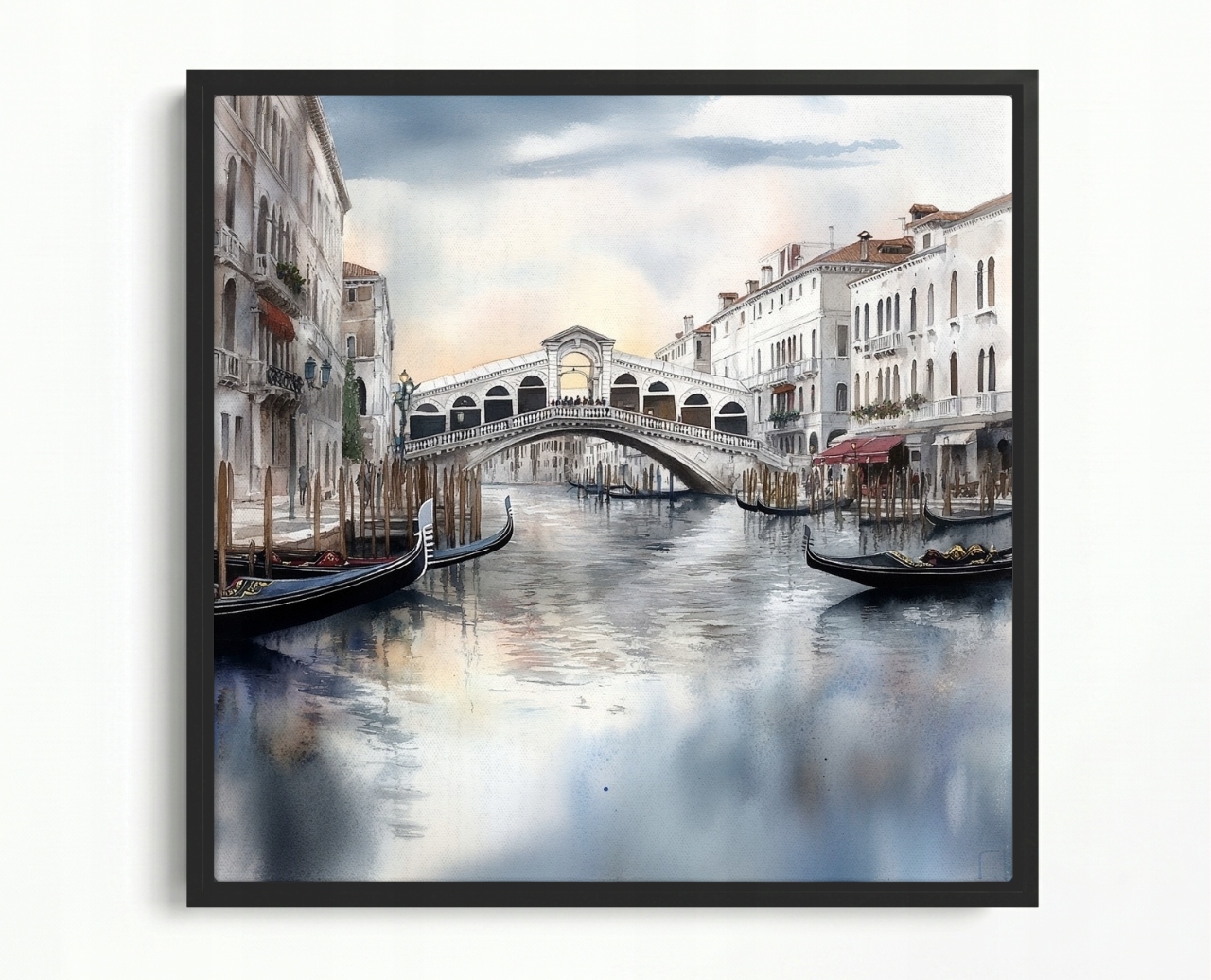 Obraz Rám Americký Box Město Itálie Benátky Most Rialto Gondola 60x60