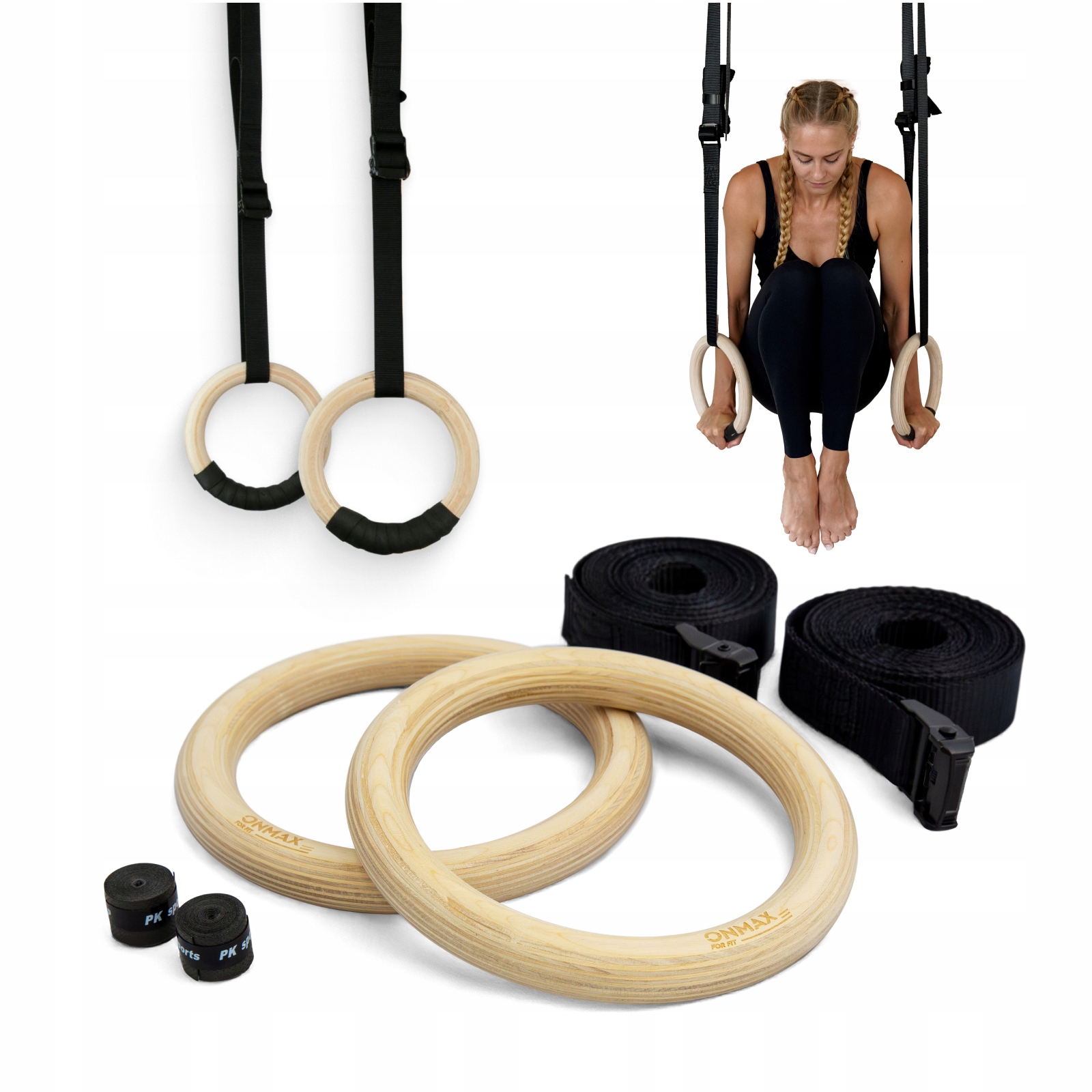 Drewniane kółka gimnastyczne Pro wymiar olimpijski