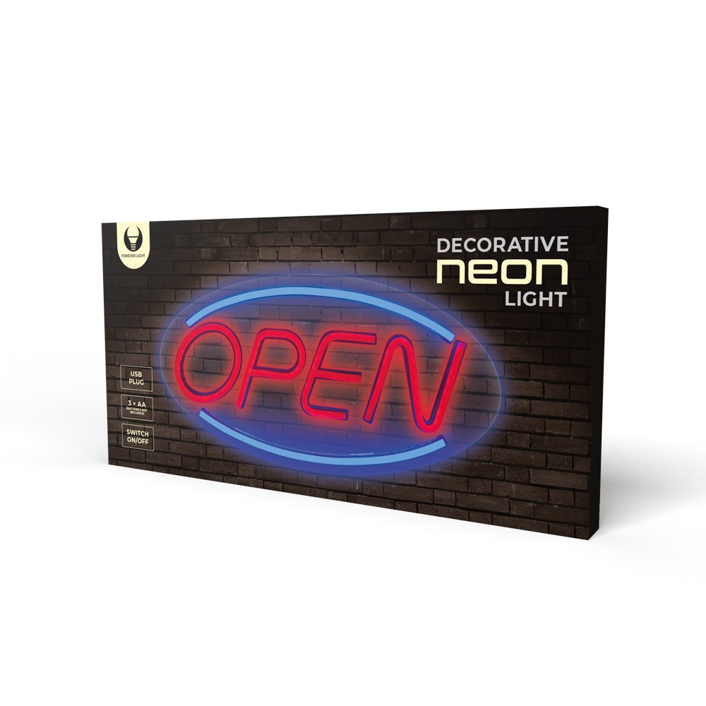 Neon PLEXI LED OPEN Otwarte USB 5V 1A Ściemniacz Reklama Tabliczka Sklep