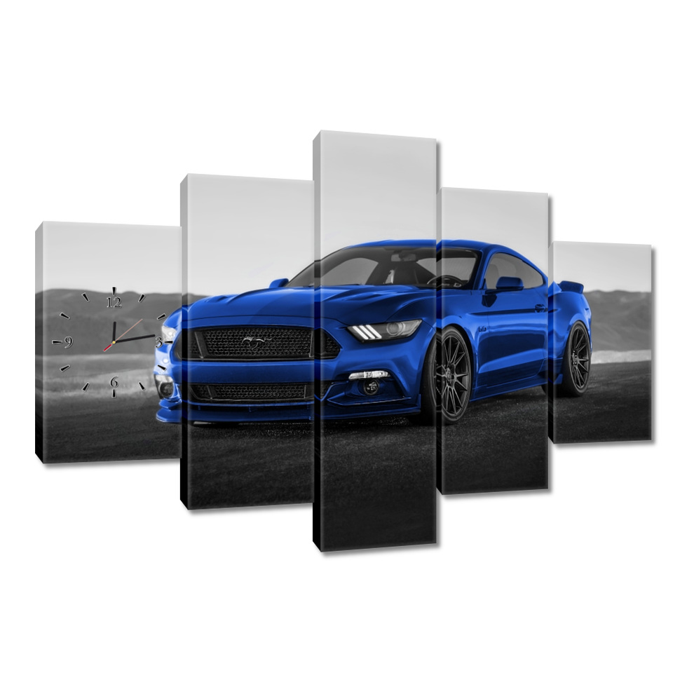 Nástenné hodiny 150x105 Modrý Ford Mustang