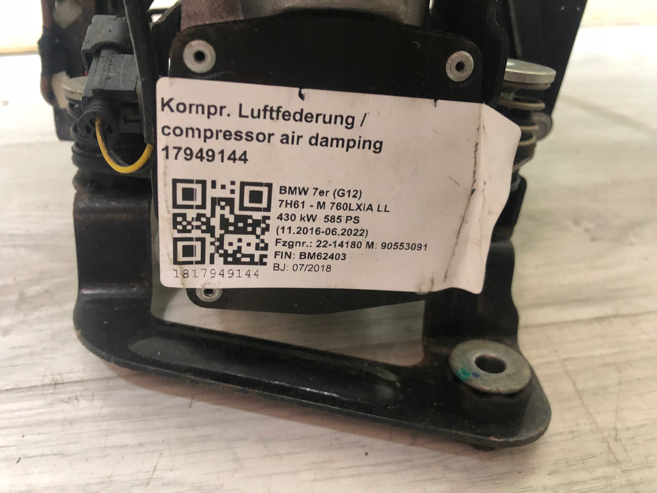 BMW 7 G11 G12 compressor; springing 6884682