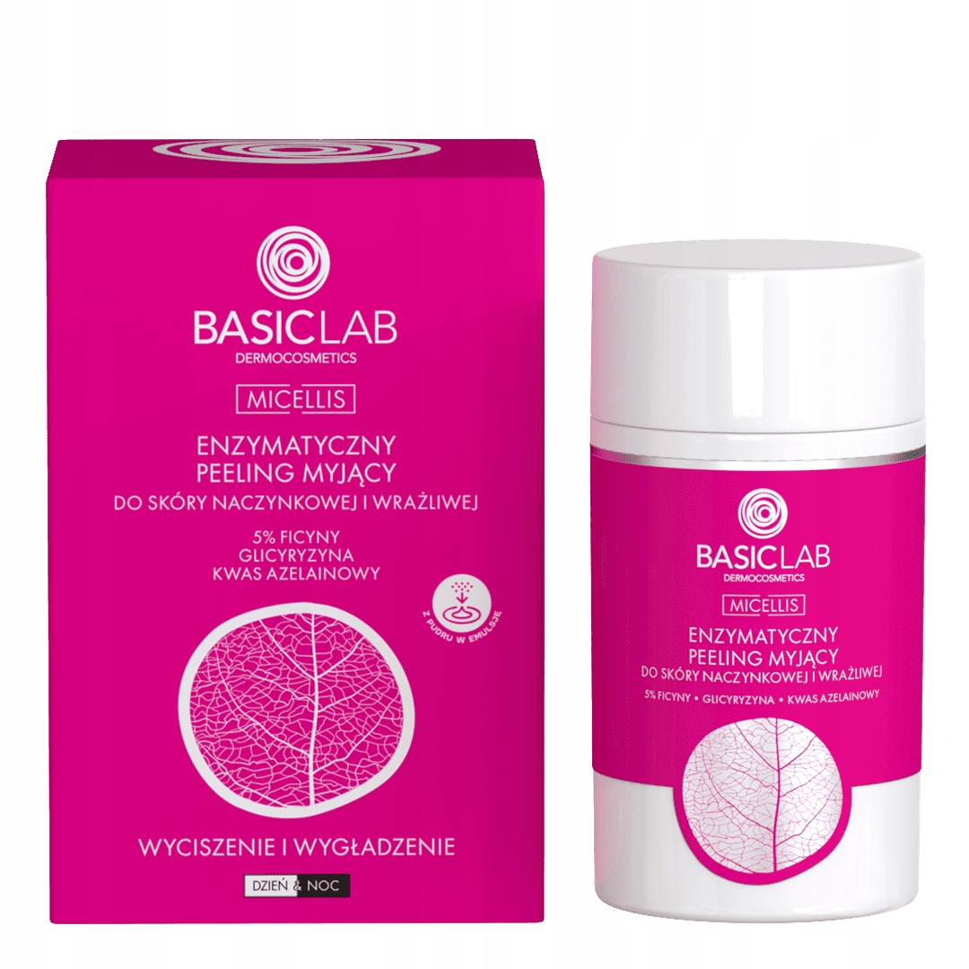 BasicLab Peeling Enzymatyczny do Twarzy do Skóry Naczynkowej Wrażliwej 35 g