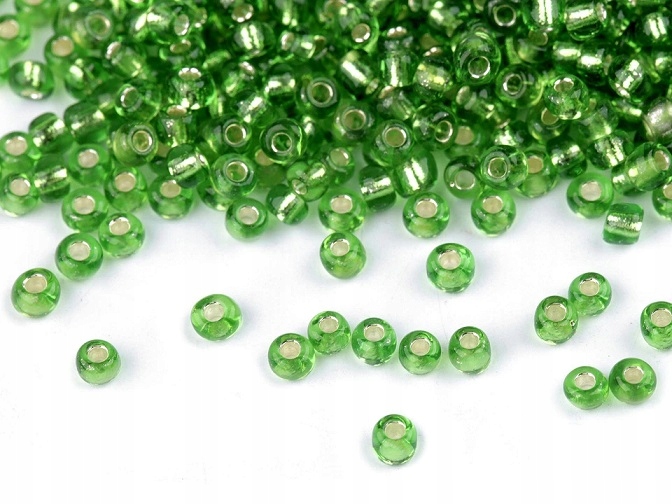 Koraliki szklane rokail 3mm 10g jasna zieleń