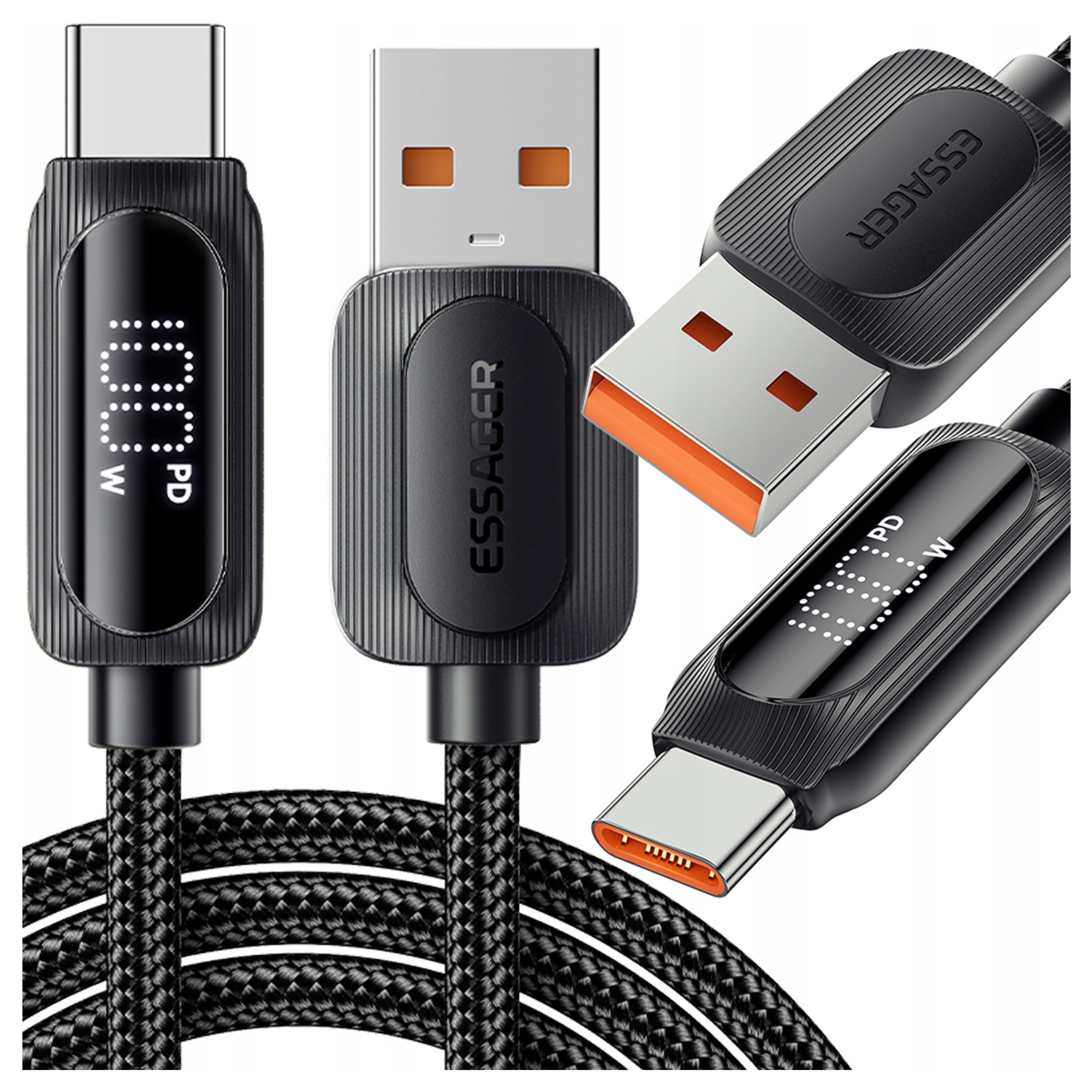 Кабель ESSAGER USB-USB Type C 2 м Черный