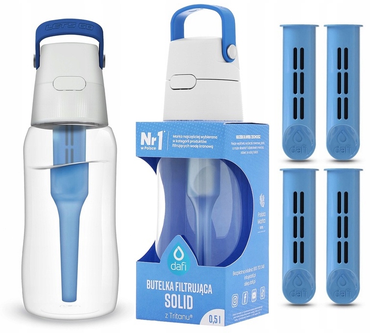 Butelka Dafi Solid 0,5 L Szafirowa + 4 FILTRY