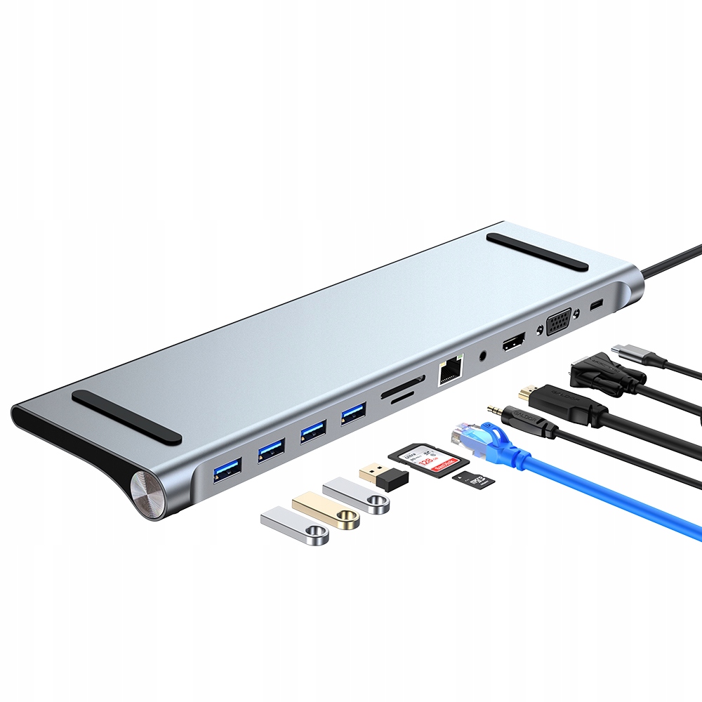 Stacja Dokująca Usb C 3.0 Hdmi 4K RJ45 Lan Pd 11w1