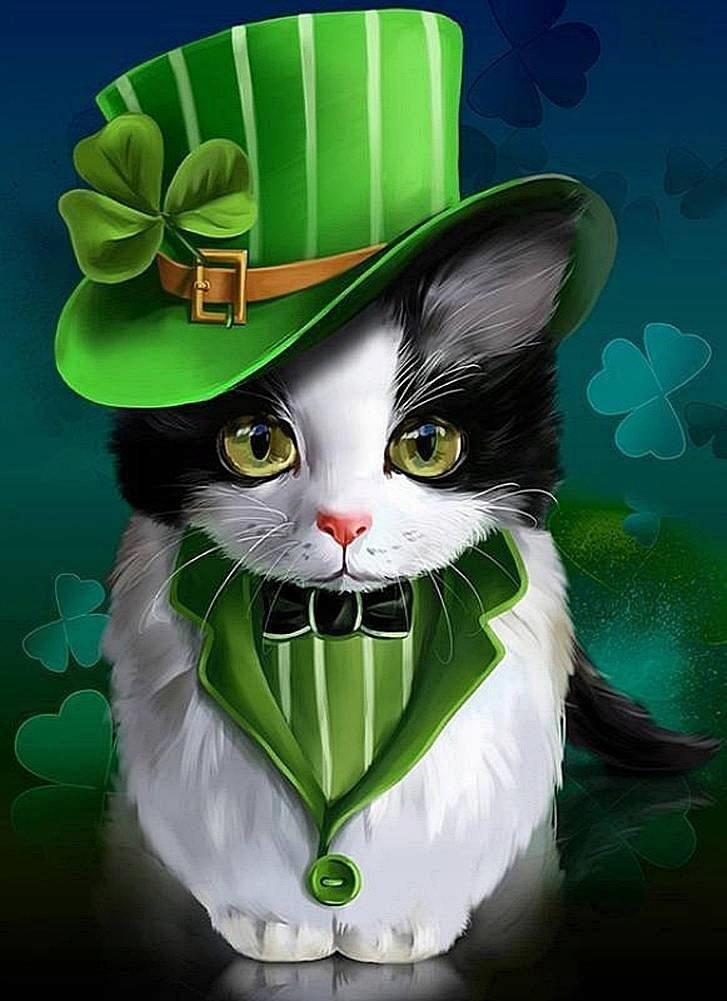 Diamantová Výšivka Diamond Painting Mozaika Kočka Elegant 45x60 cm 5D sada